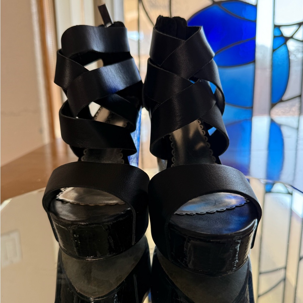 Brand: Bebe / Style: Stella Wedge / Color: Black / Size: 5B